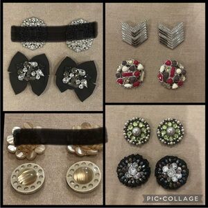 Lindsay Phillips Shoe Snaps Silver Gold Flowers Bows Rhinestone ClipOn
